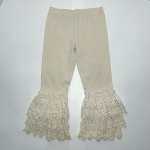 Mustard Pie Willa Leggings Vanilla Cream Lace Trim